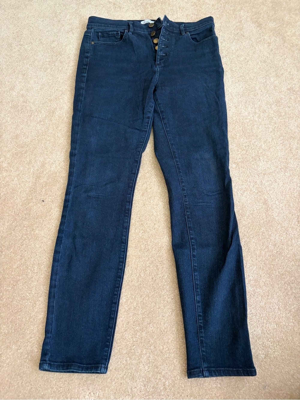 LOFT Dark Blue Skinny Button-Fly Jeans
